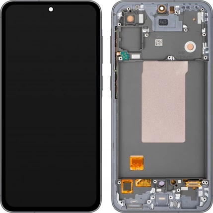 Samsung A566 Galaxy A56, LCD kijelző érintőplexivel és előlapkerettel, fekete  (OLED)