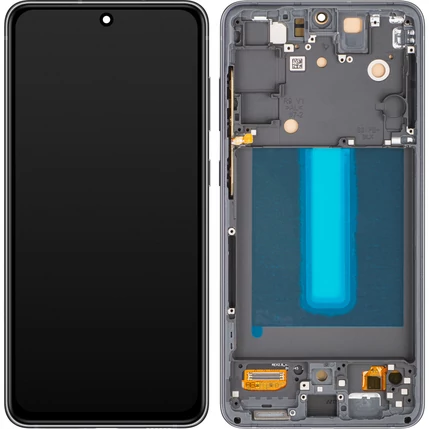 Samsung G990 Galaxy S21 FE 5G, LCD kijelző érintőplexivel és előlapkerettel, fekete (OLED)