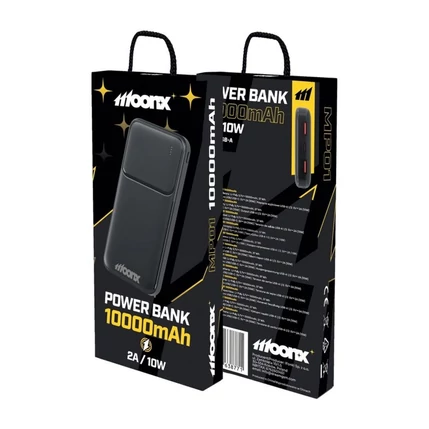 Moonx MP01, 10000mAh 2xUSB-A 10W, Külső akkumulátor, fekete