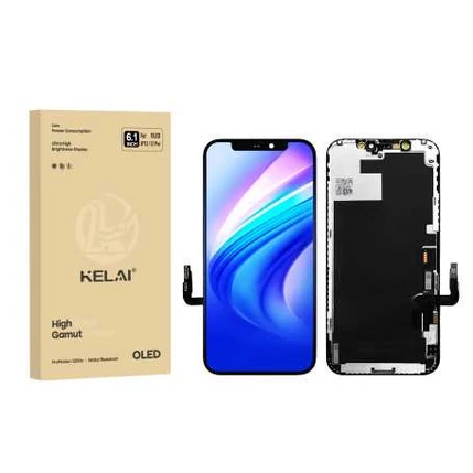 Apple iPhone 12 Pro Max, LCD kijelző érintőplexivel (SOFT OLED KELAI IC CSERE TÁMOGATÁS EREDETI MÉRET ÉS VASTAGSÁG), fekete 