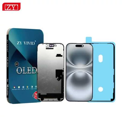 Apple iPhone 16 Pro Max, LCD kijelző érintőplexivel (ZY SOFT OLED 120Hz Diagnosztizálható), fekete  (OEM)