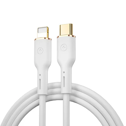 WIWU YQ01 USB kábel, USB-C - Lightning, (1,2méter 30W), fehér (Gyorstöltő)
