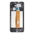Samsung A127 Galaxy A12 Nacho/A12s, LCD kijelző érintőplexivel és előlap kerettel (sárga A127F  átvezető fóliával), fekete (GYÁRI)